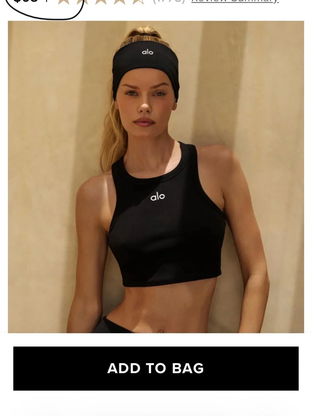 ALO Yoga Black/Pink Cropped Tank